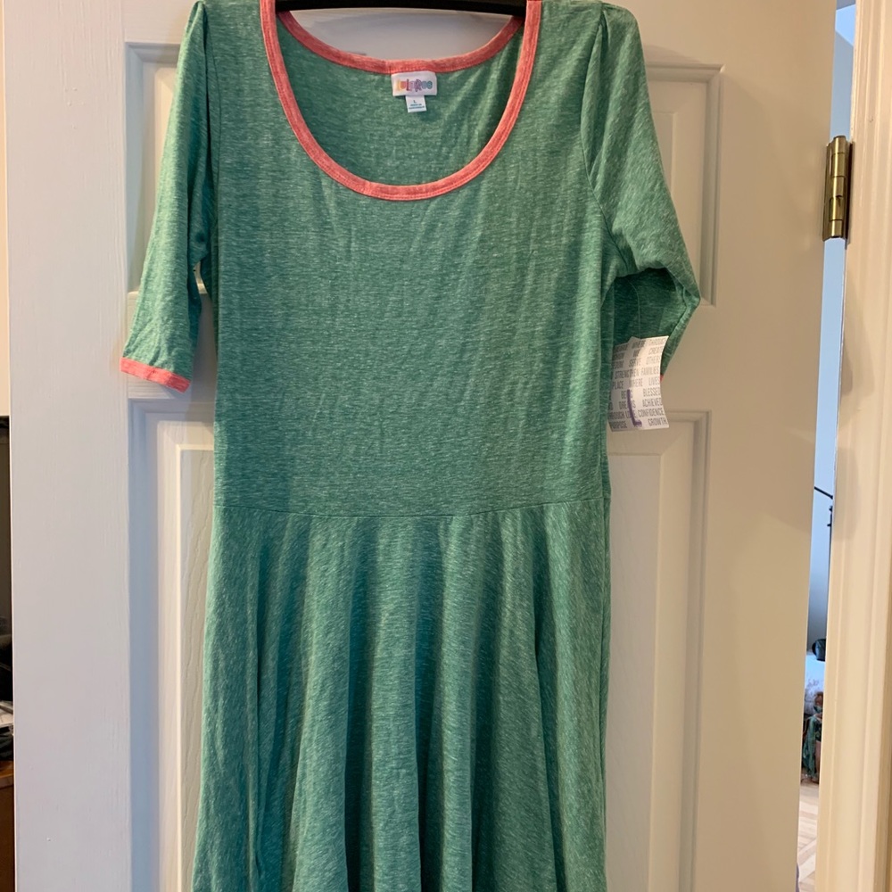 BNWT Lularoe Large Nicole mint green/pink dress